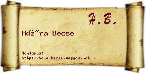 Héra Becse névjegykártya